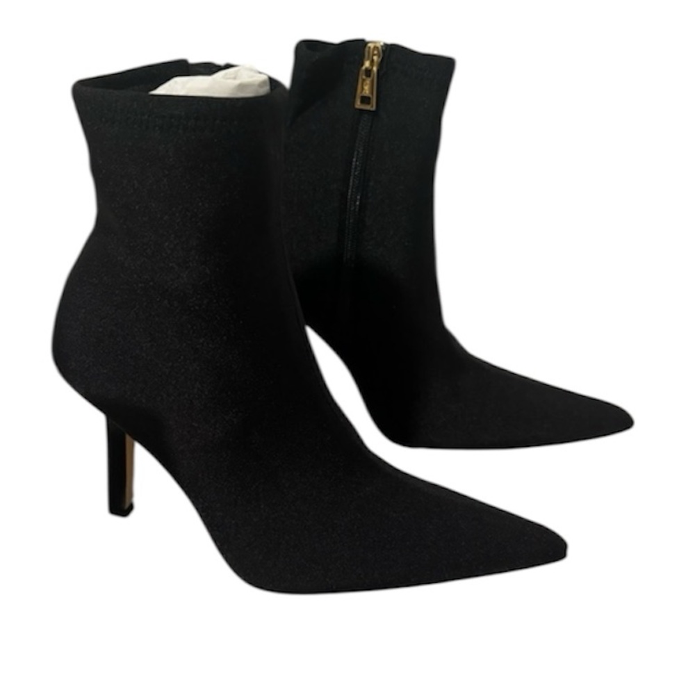 NEW NWT Good American Neoprene Pointed Toe Ankle Booties In Black Size 8.5